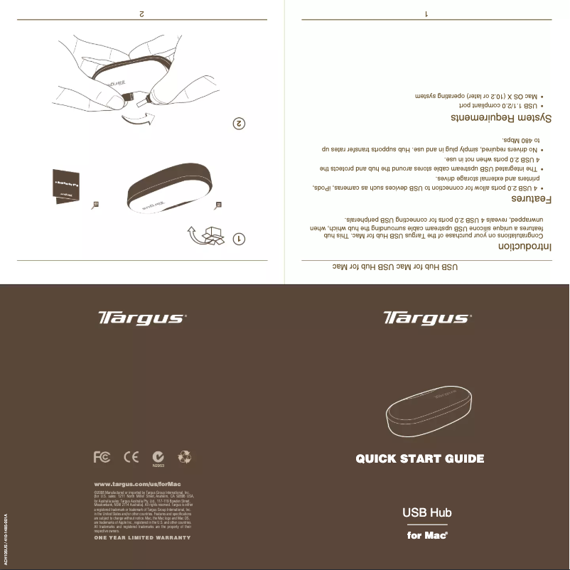 First page image of the manual for ACH105US