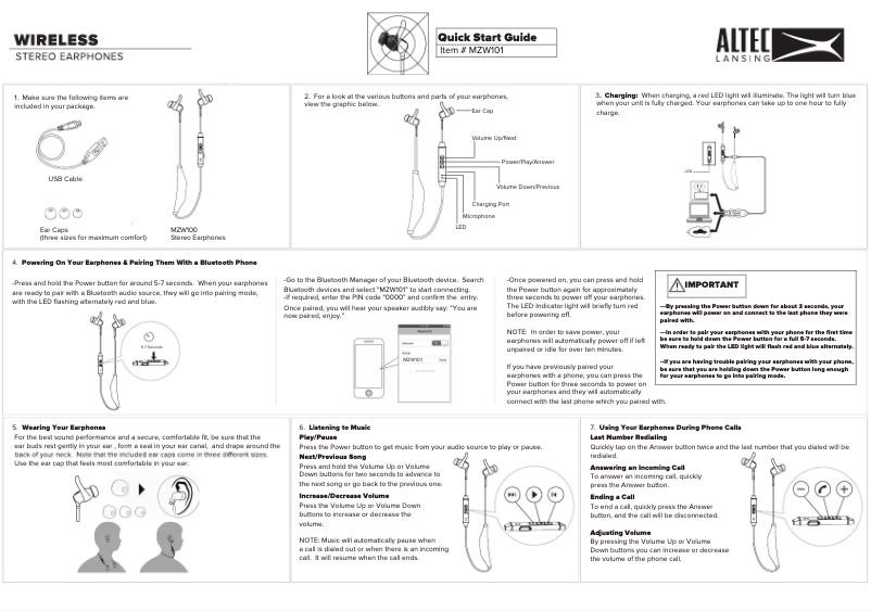 Page 1 de la notice Manuel utilisateur Altec Lansing MZW101