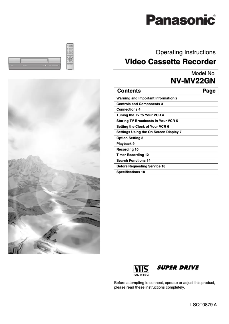First page image of the manual for NV-HV22