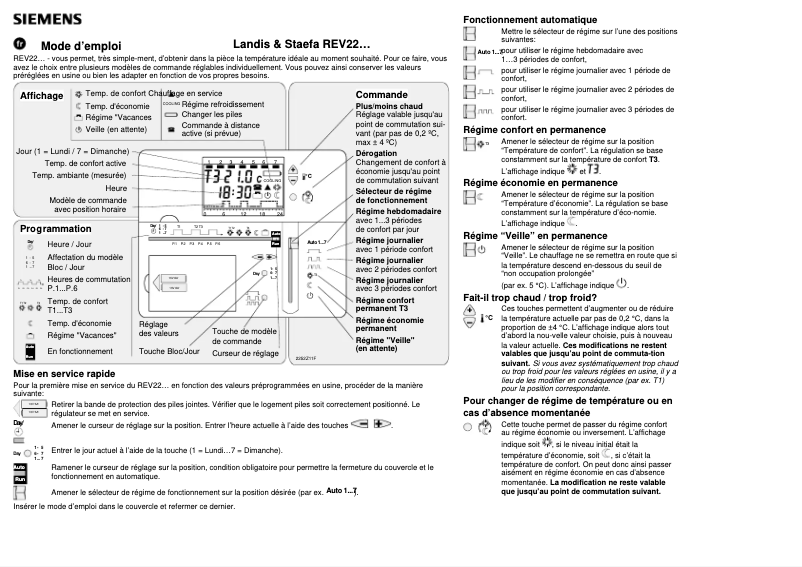 Page 1 of the manual User Manual Siemens REV 22