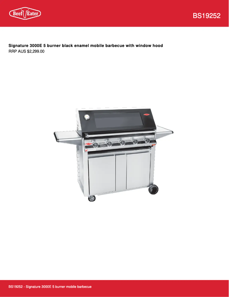 Page 1 of the manual Technical Sheet BeefEater BS19252