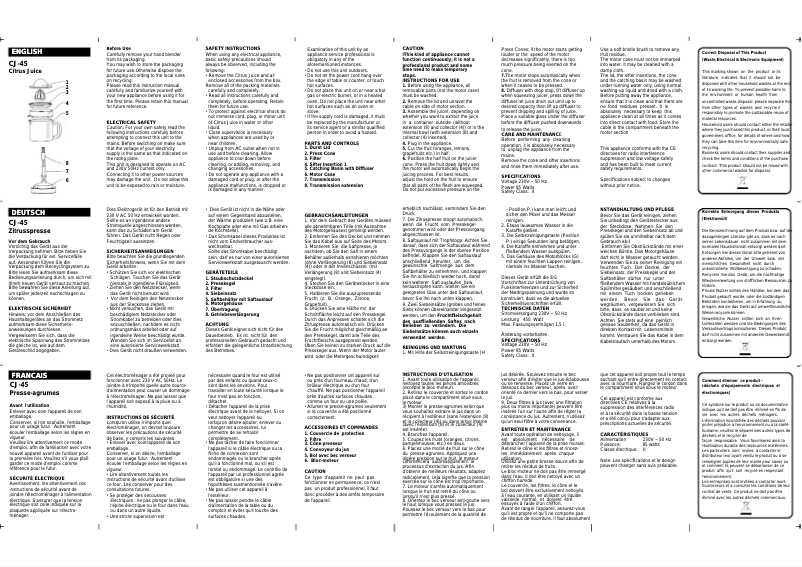 Page 1 de la notice Manuel utilisateur Roadstar CJ-45