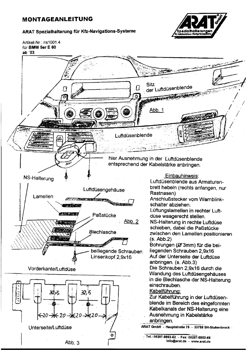 Page 1 of the manual User Manual Arat NS1001.4