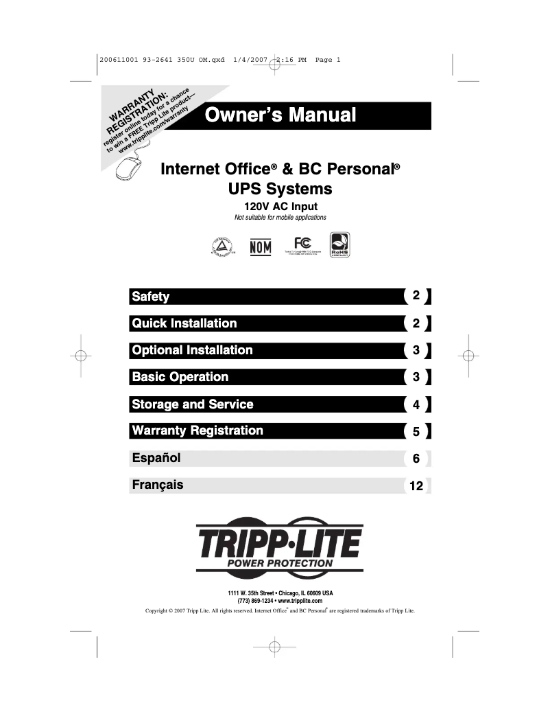 First page image of the manual for Internet600
