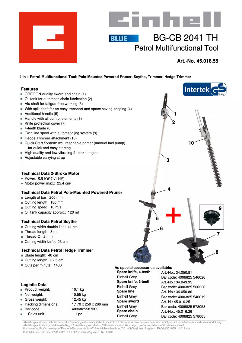 First page image of the manual for BG-CB 2041 TH