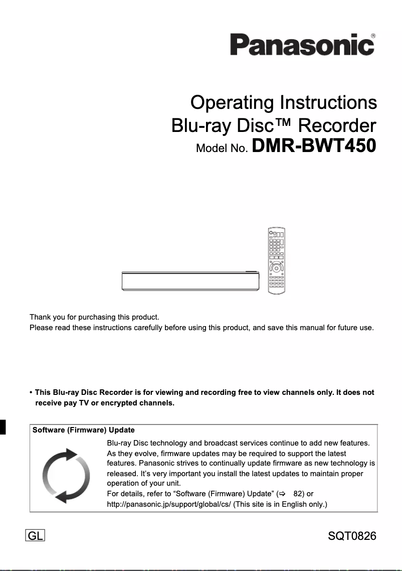 Page 1 of the manual User Manual Panasonic DMR-BWT450