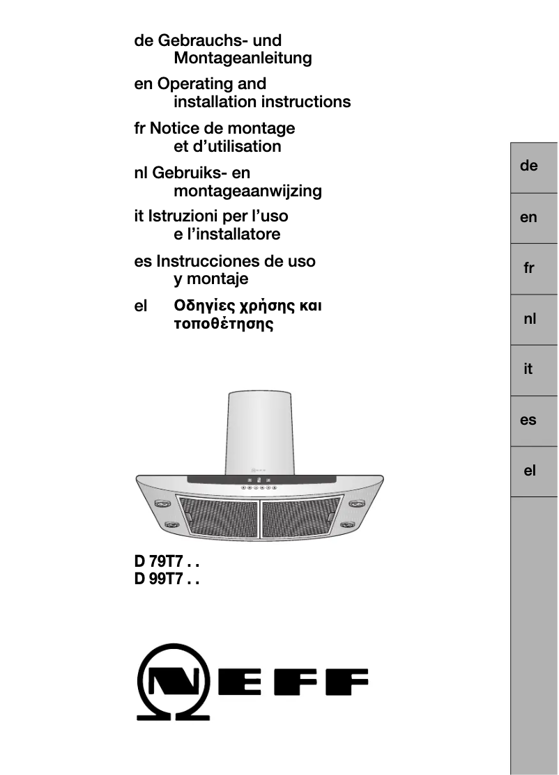Page 1 of the manual User Manual Neff D99T7NO
