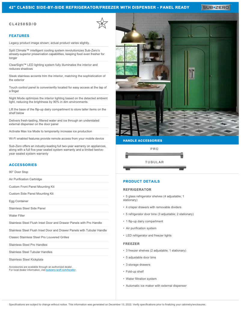 Page 1 of the manual User Manual Sub-Zero CL4250SO