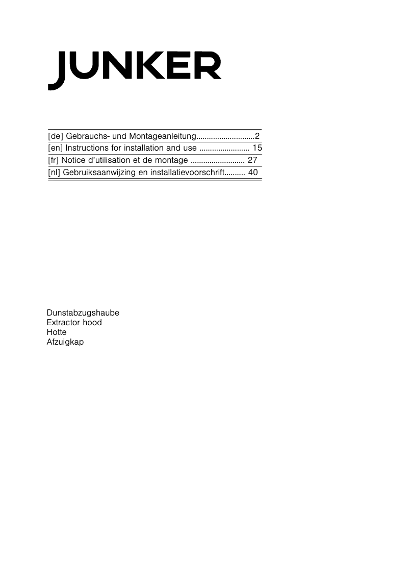 Page 1 of the manual User Manual Junker JD66VD50