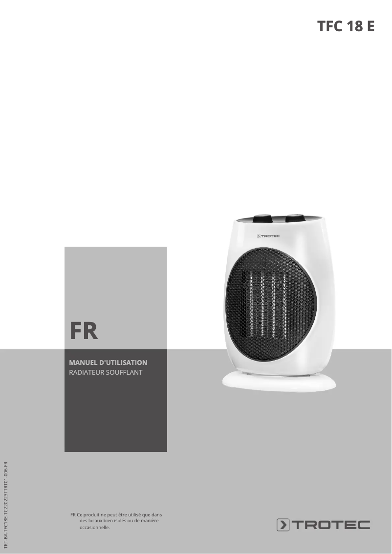 First page image of the manual for TFC 18 E