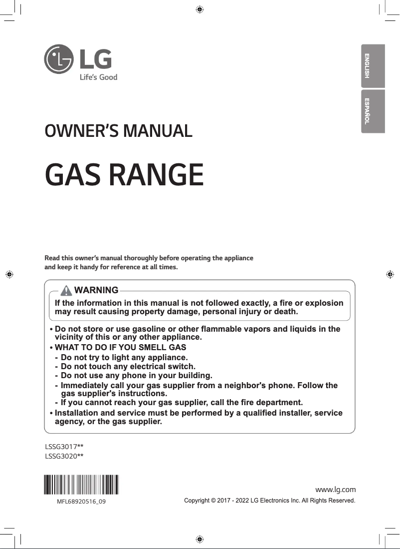 Page 1 of the manual User Manual LG LSSG3020BD