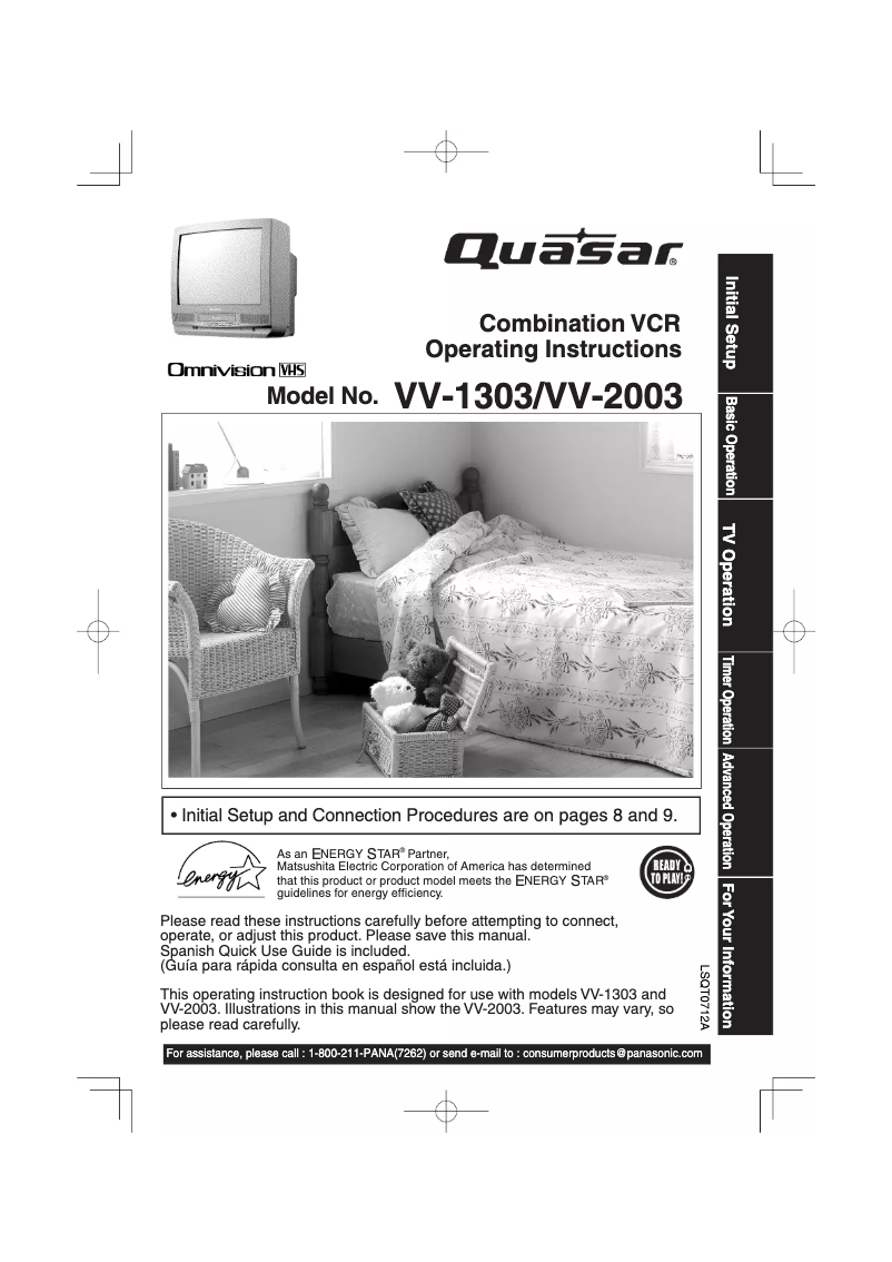 Page 1 of the manual User Manual Quasar Quasar Omnivision VHS VV-2003