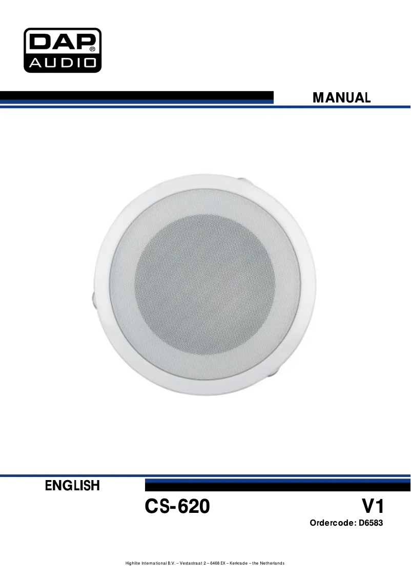 Page 1 de la notice Manuel utilisateur DAP-Audio CS-620