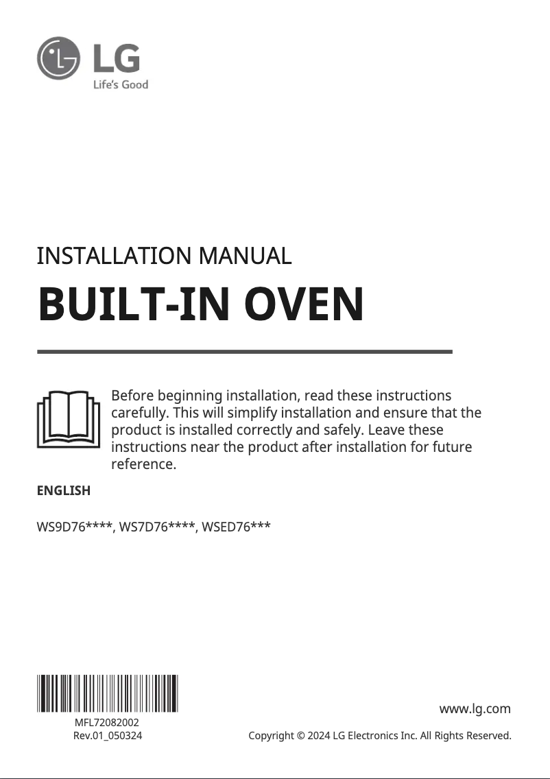 Page 1 of the manual User Manual LG WSED7612S