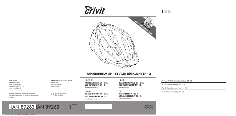 Page 1 of the manual User Manual Crivit IAN 89263