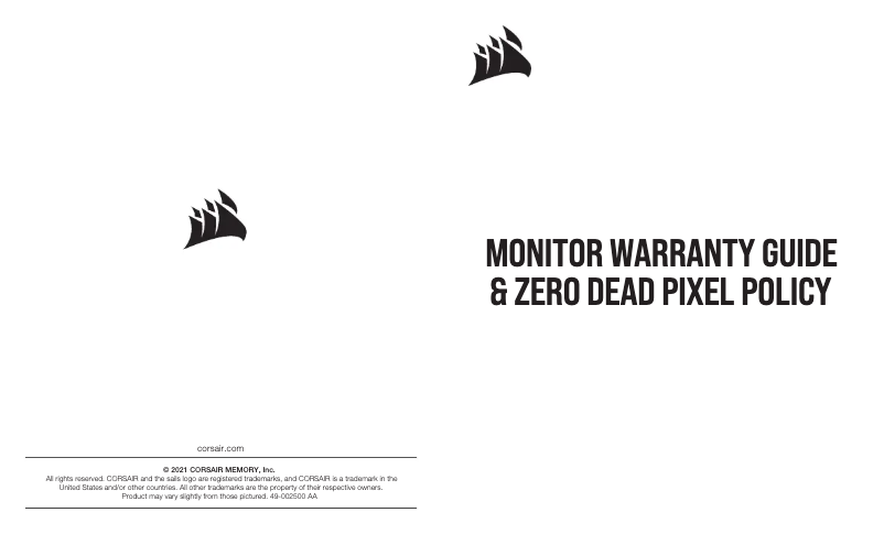 Page 1 of the manual Warranty Information Corsair Xeneon 32UHD144