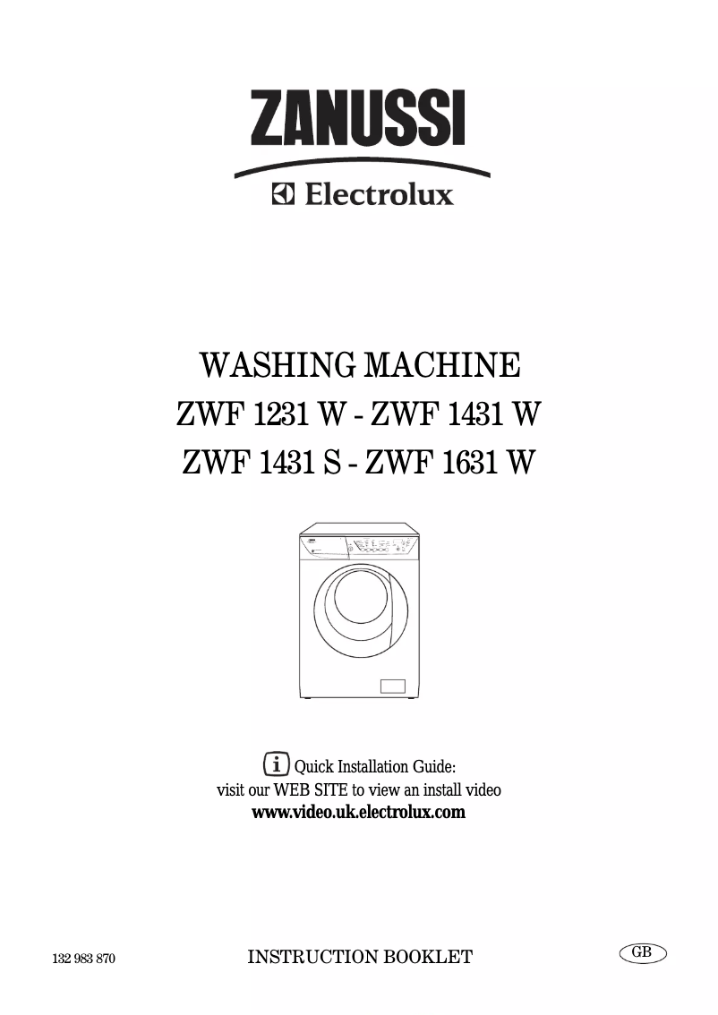 First page image of the manual for ZWF 1631 W