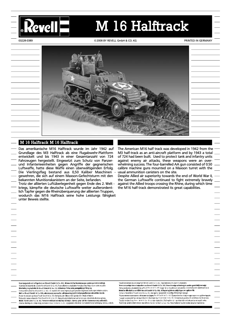 Page 1 of the manual User Manual Revell M16 Halftrack