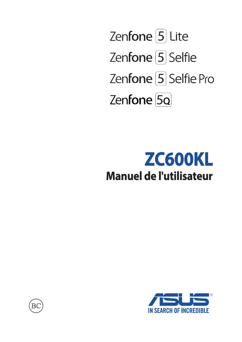 Page 1 of the manual User Manual Asus Zenfone 5 Selfie Pro