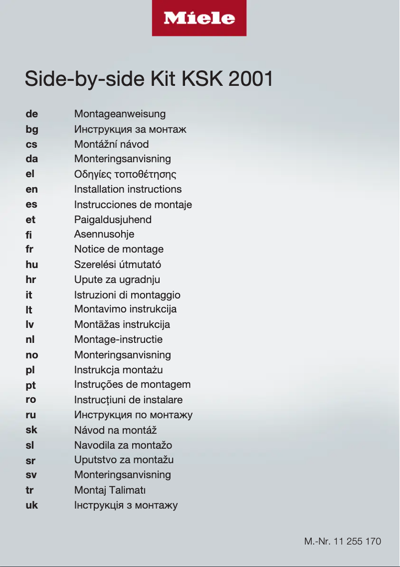 Page 1 of the manual User Manual Miele KSK 2001