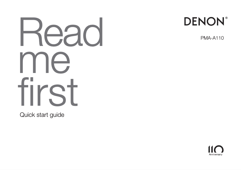 Page 1 of the manual Quick Start Guide Denon PMA-A110