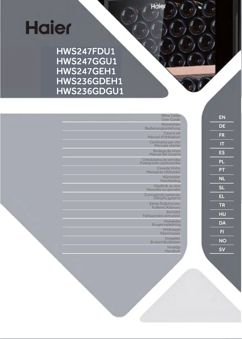 First page image of the manual for HWS236GDGU1