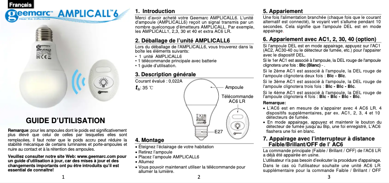 First page image of the manual for AMPLICALL 6