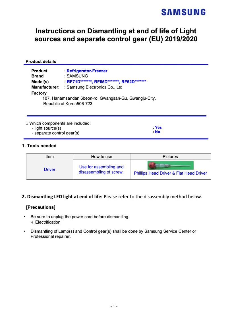 Page 1 of the manual User Manual Samsung RF65DG960ESL