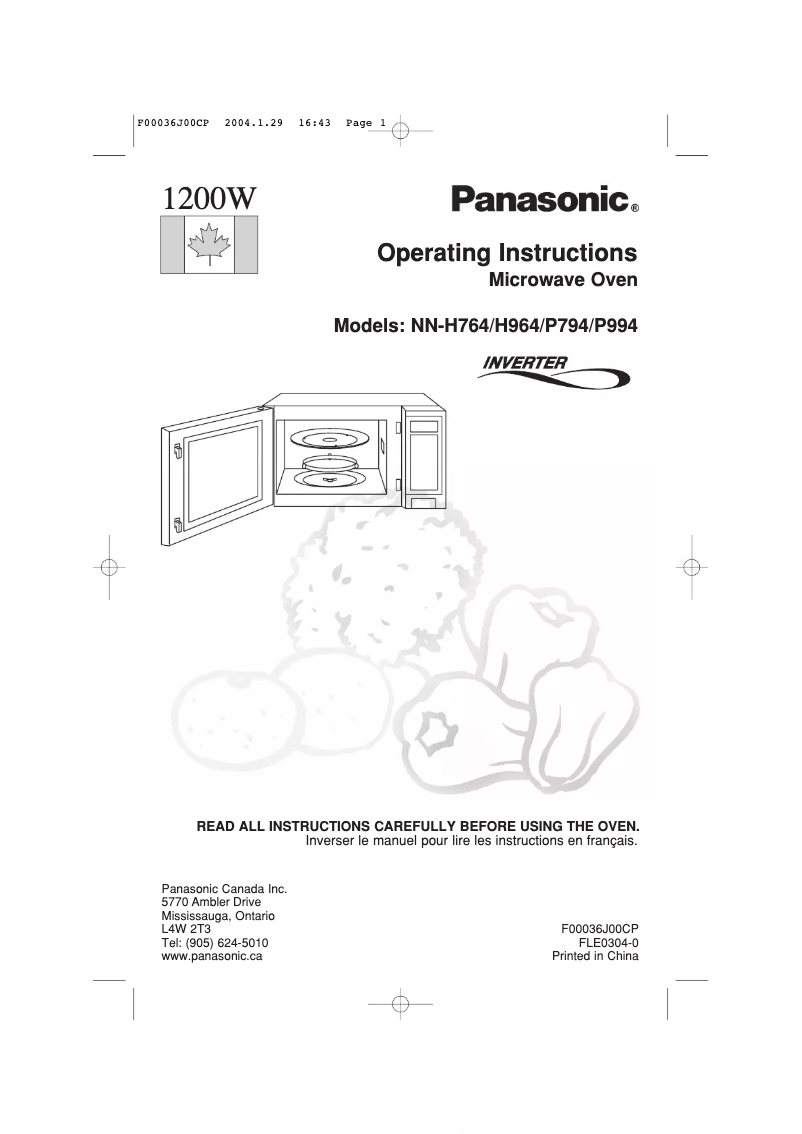 Page 1 of the manual User Manual Panasonic NN-P794