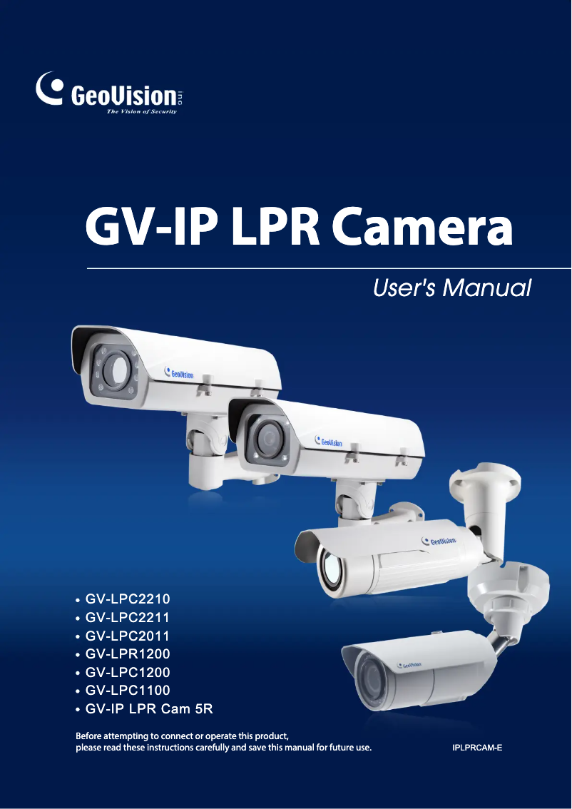 First page image of the manual for GV-LPR1200