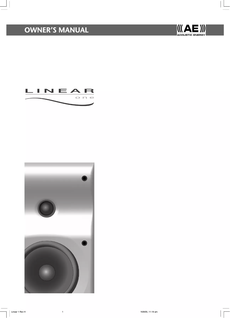First page image of the manual for Linear 1