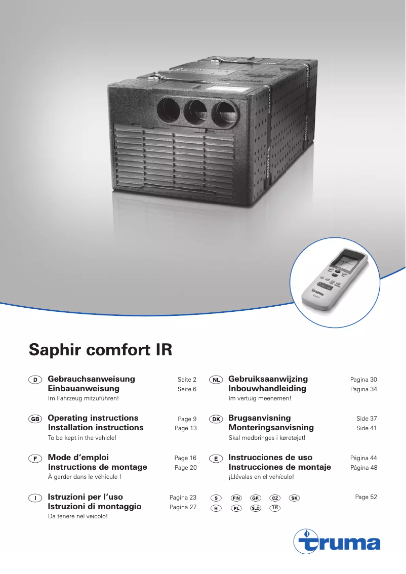 First page image of the manual for Saphir comfort