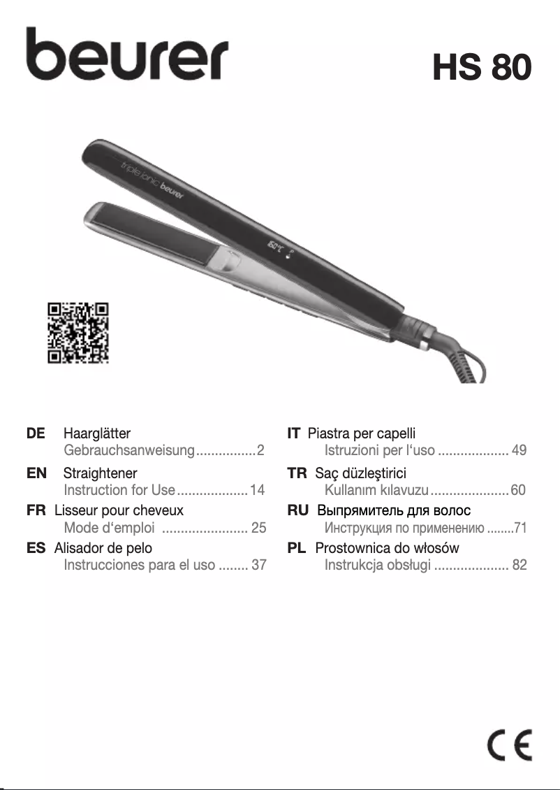 Page 1 of the manual User Manual Beurer HS 80