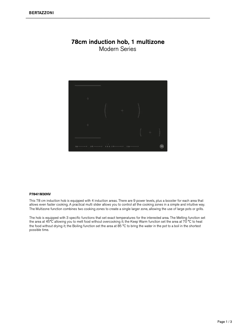 Page 1 of the manual Technical Sheet Bertazzoni P784I1M30NV