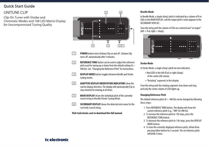 First page image of the manual for UniTune Clip