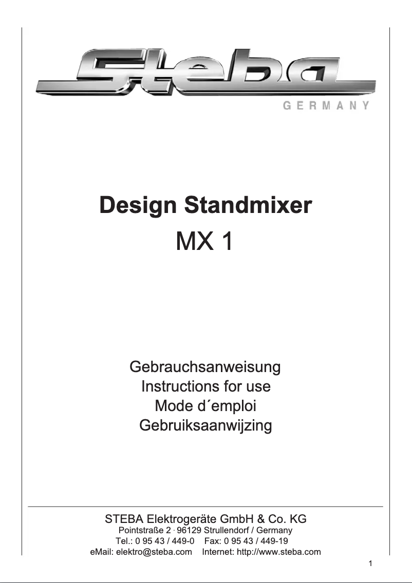 Page 1 of the manual User Manual Steba MX 1 Plus
