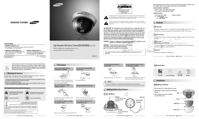 First page image of the manual for SCD-2010B