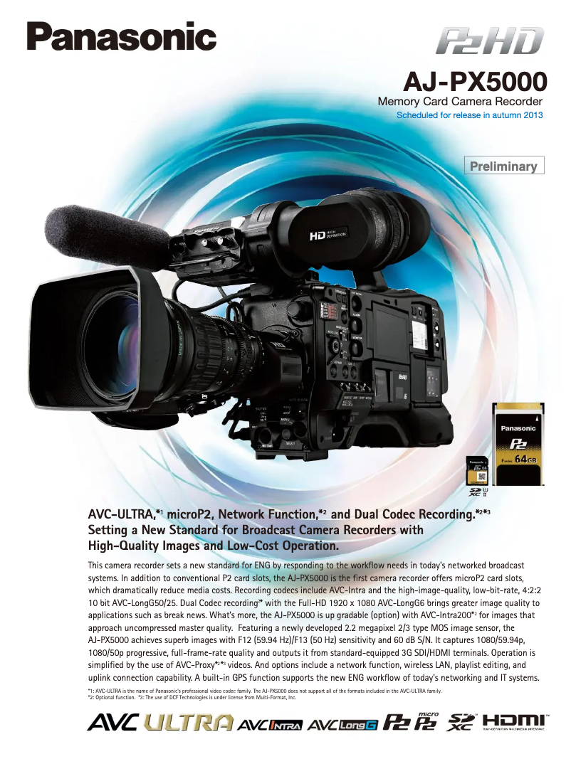 Page 1 of the manual User Manual Panasonic AJ-PX5000