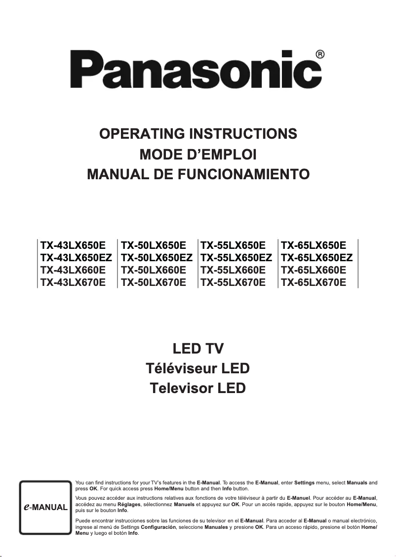 Page 1 of the manual User Manual Panasonic TX-55LX650E
