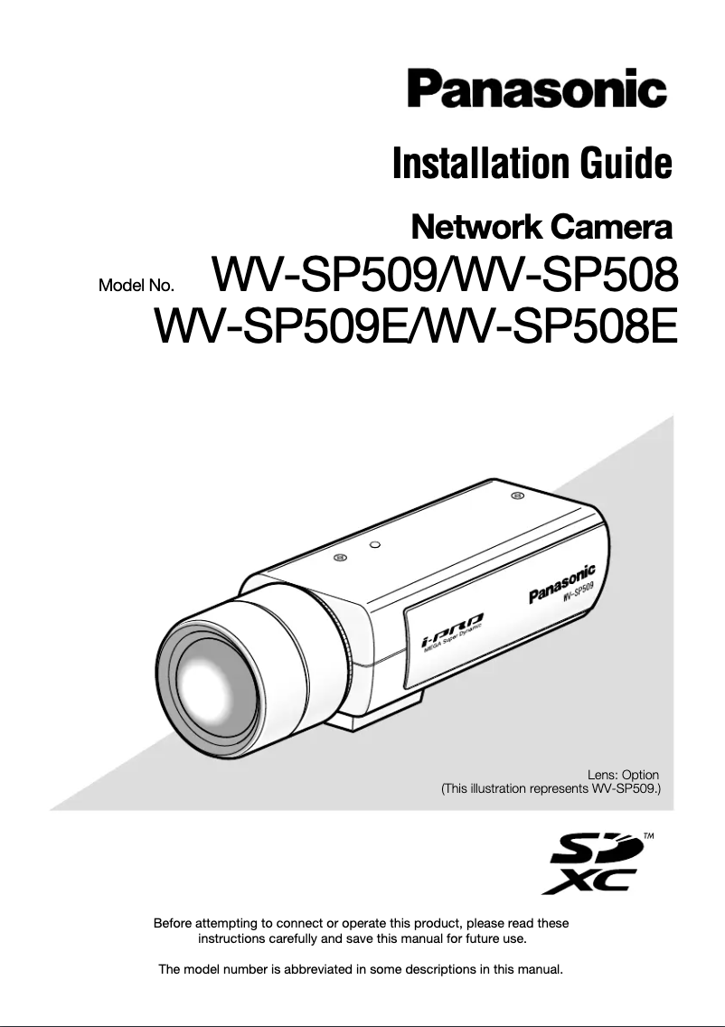 Page 1 of the manual User Manual Panasonic WV-SP509E