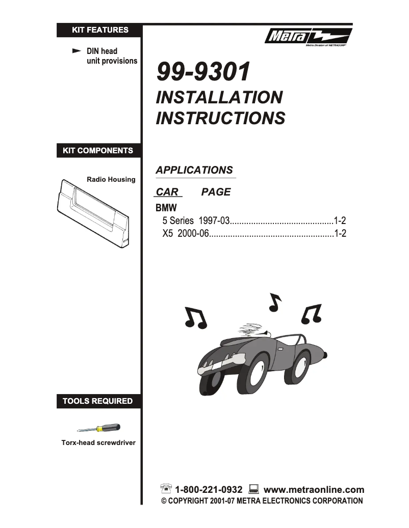 Page 1 de la notice Manuel utilisateur Metra 99-9301