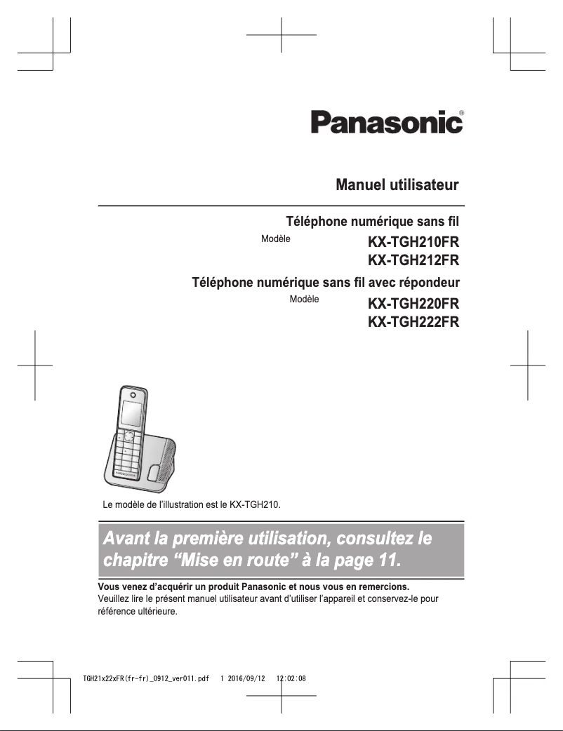 Page 1 of the manual User Manual Panasonic KX-TGH222