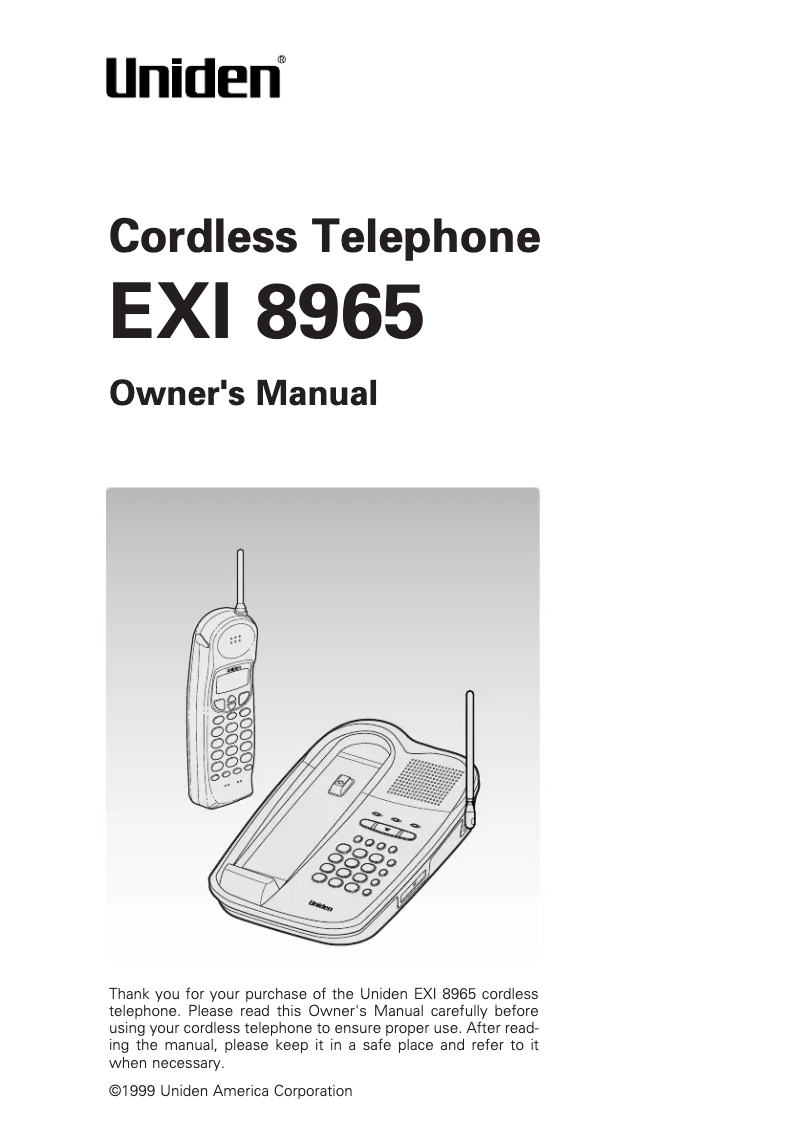 Page 1 of the manual User Manual Uniden EXI 8965