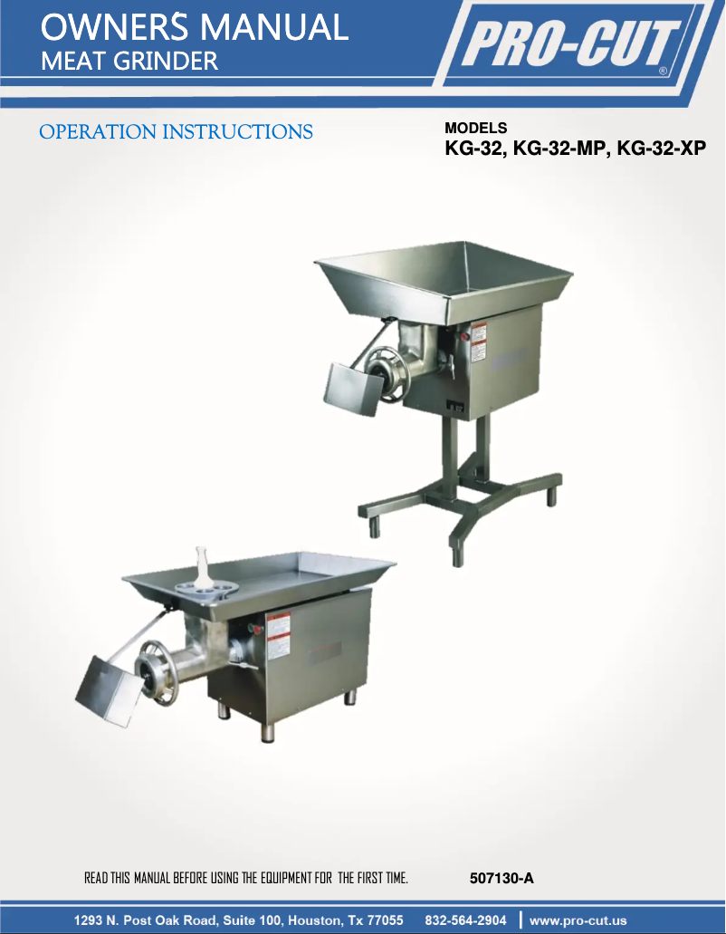 Page 1 of the manual User Manual Pro-Cut KG-32-XP