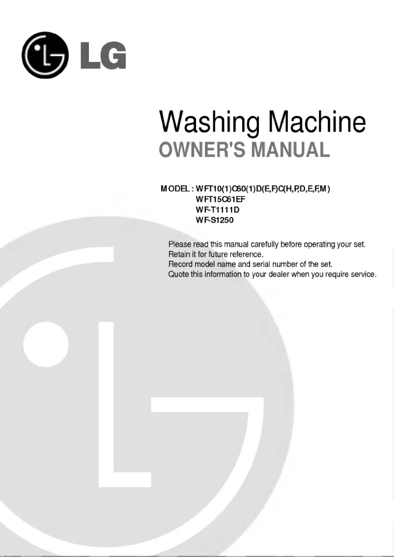 Page 1 of the manual User Manual LG WF-S1250