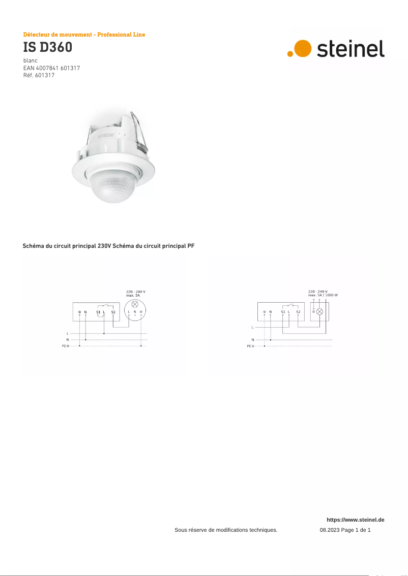 First page image of the manual for IS D 360