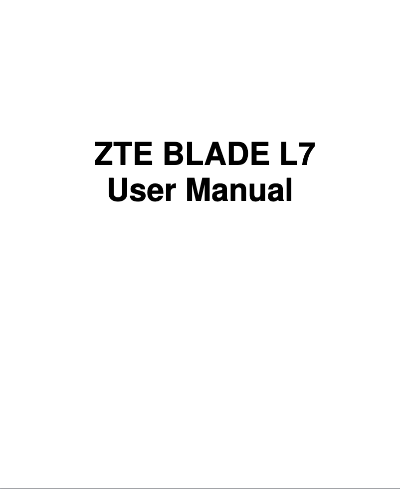 First page image of the manual for Blade L7