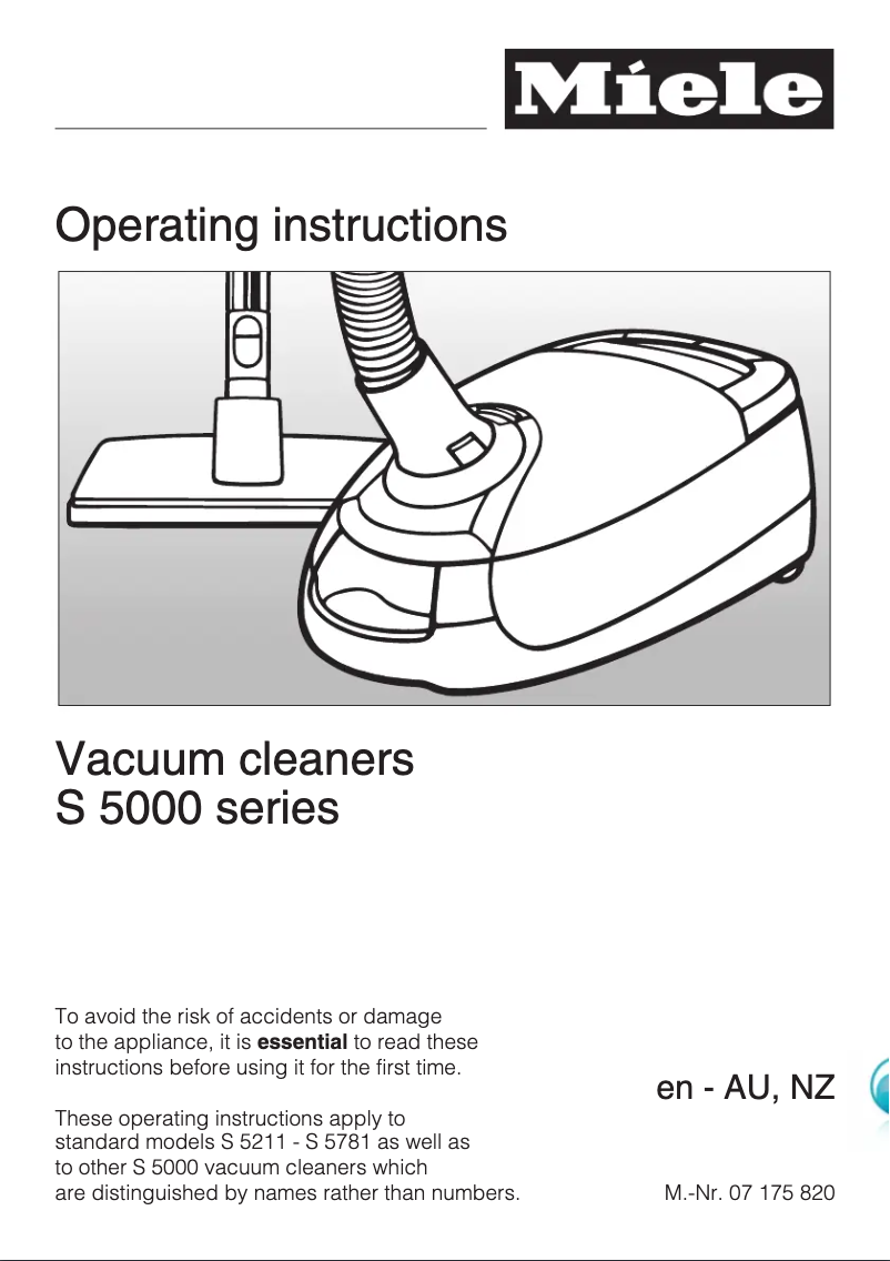 Page 1 of the manual User Manual Miele S 5281
