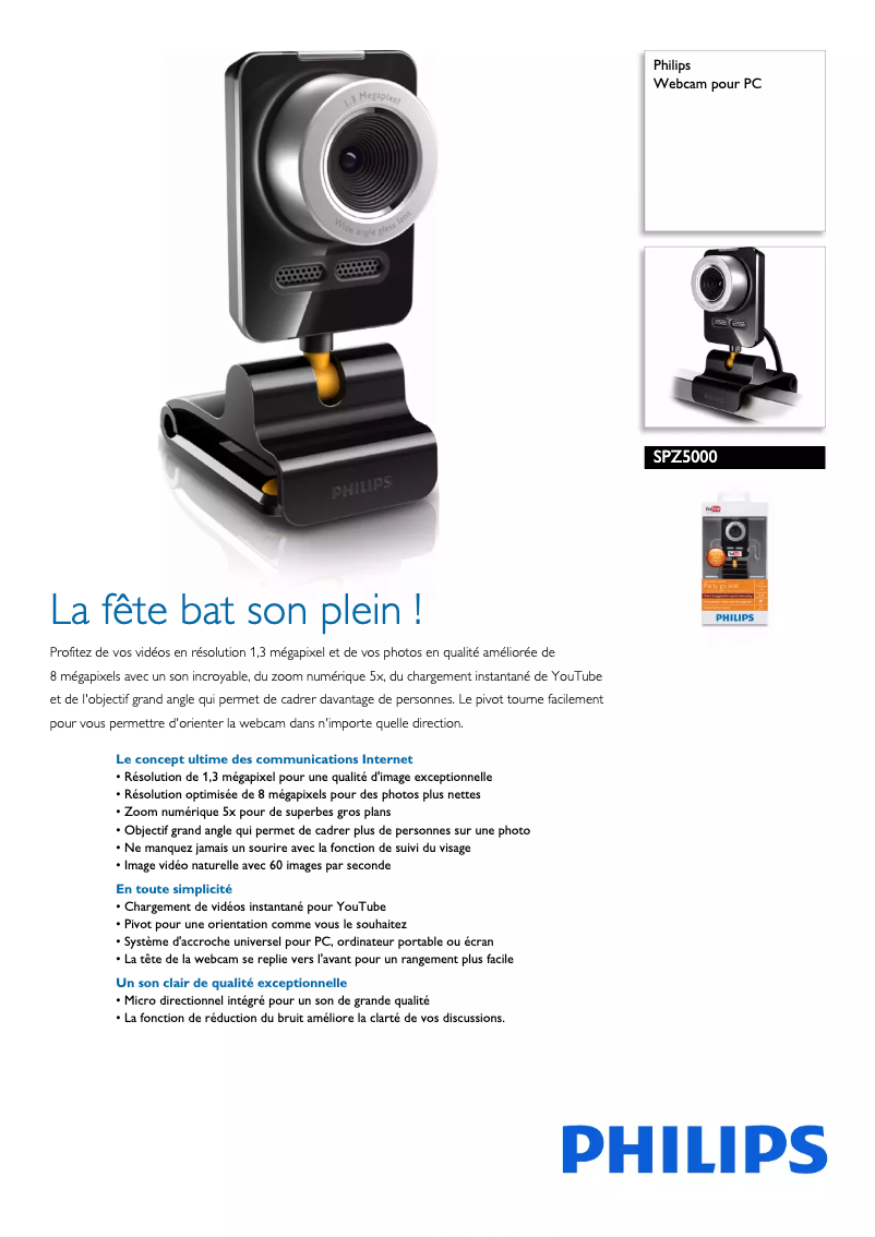 Page 1 of the manual Technical Sheet Philips SPZ5000