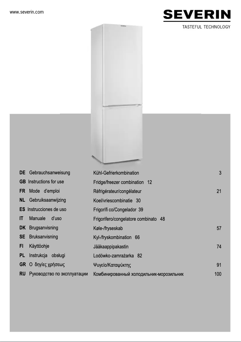 Page 1 of the manual User Manual Severin KS 9783